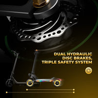 Close-up of the GT4 hydraulic disc brake system with front and rear brake layout