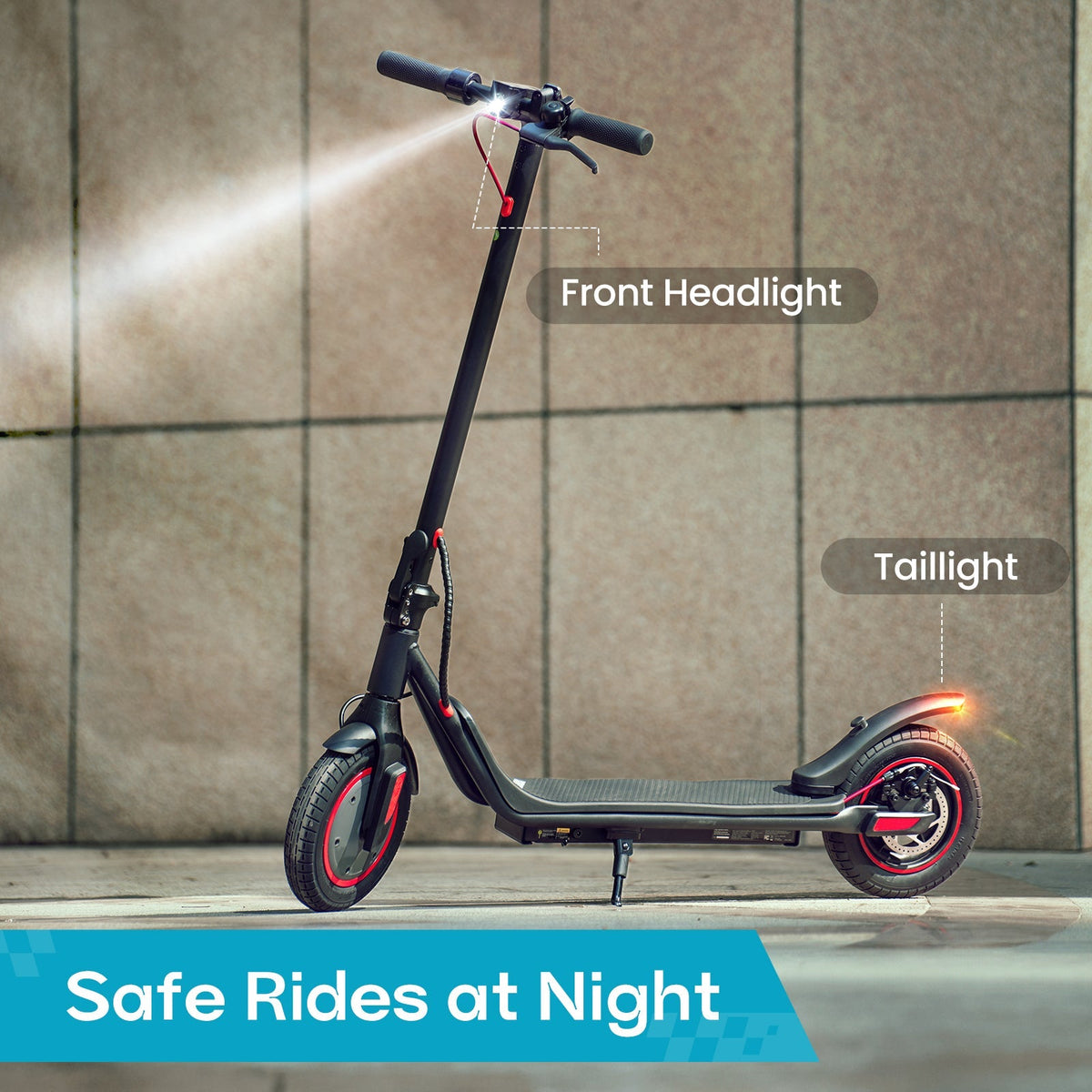 iScooter i9M sub-budget folding commuter electric scooter: 42V peak 500W brushless front-wheel-drive motor, 22 mph, 315Wh battery, 10-inch pneumatic tires, EBAS plus rear disc brake, IP54, Tuya app integration, included mudguards, 28.9 lb folded