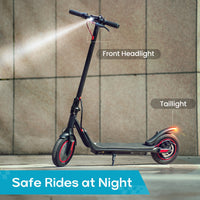 iScooter i9M sub-budget folding commuter electric scooter: 42V peak 500W brushless front-wheel-drive motor, 22 mph, 315Wh battery, 10-inch pneumatic tires, EBAS plus rear disc brake, IP54, Tuya app integration, included mudguards, 28.9 lb folded