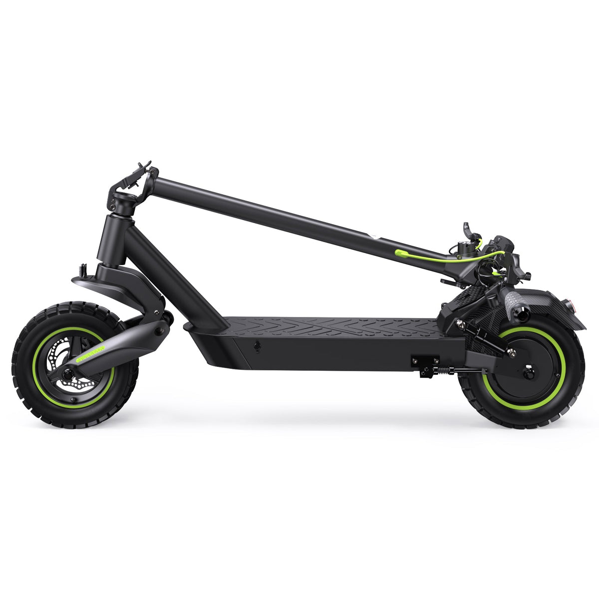 Folded isinwheel S10Max resting low with the stem secured along the deck