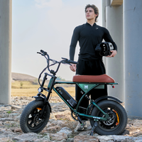 Rider standing with an alpine green Run Mini on rocky ground