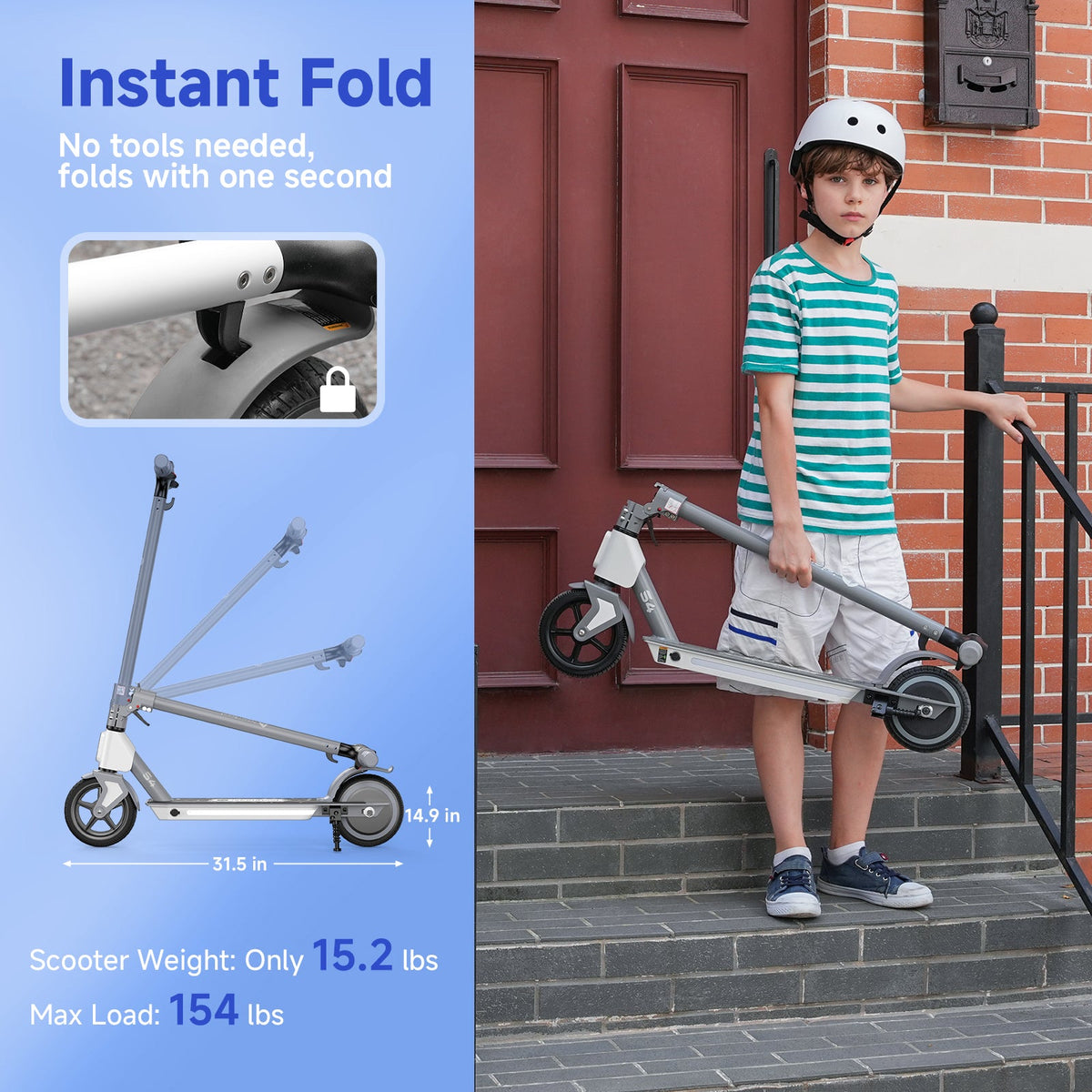 Child carrying the 15.2 lb folded isinwheel S4 scooter