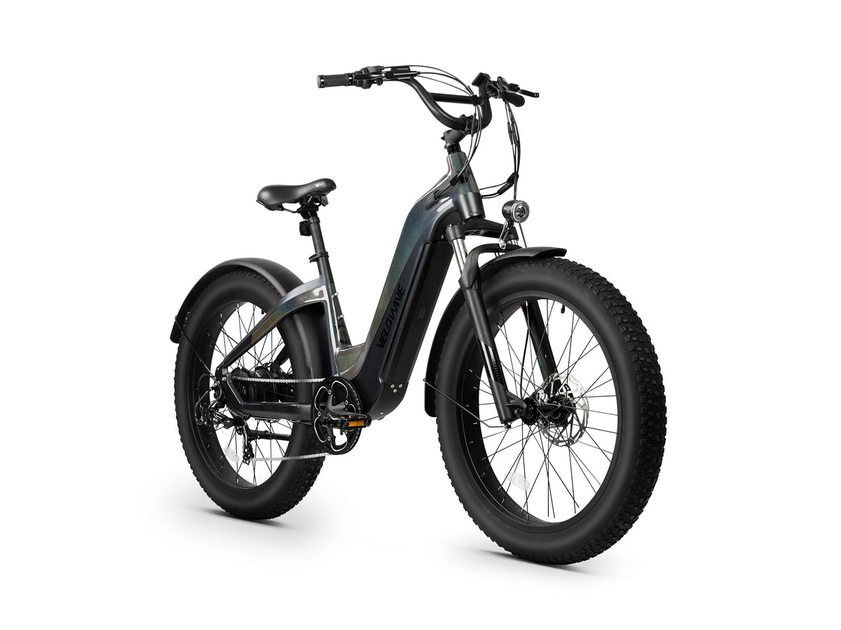 Star Black Velowave Grace 2.0 Step-Thru electric bike studio front three-quarter view