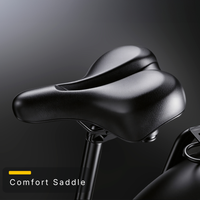 Wide comfort saddle on the Nomad Pro, built for longer city and park-path rides.