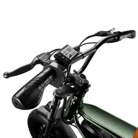 Run Mini handlebar, brake levers, display, and controls viewed from above