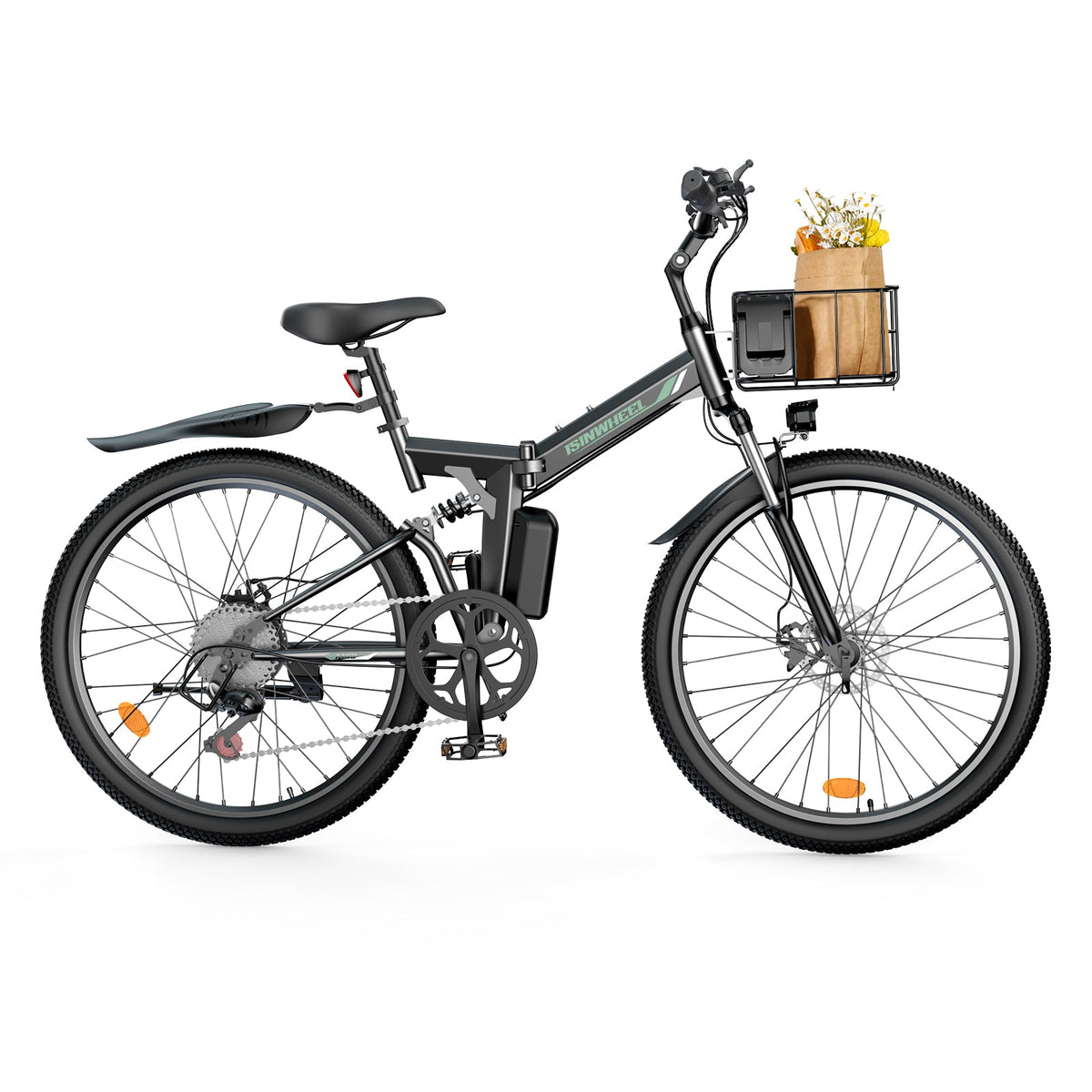 isinwheel M40 Folding Electric Bike bike in compact storage