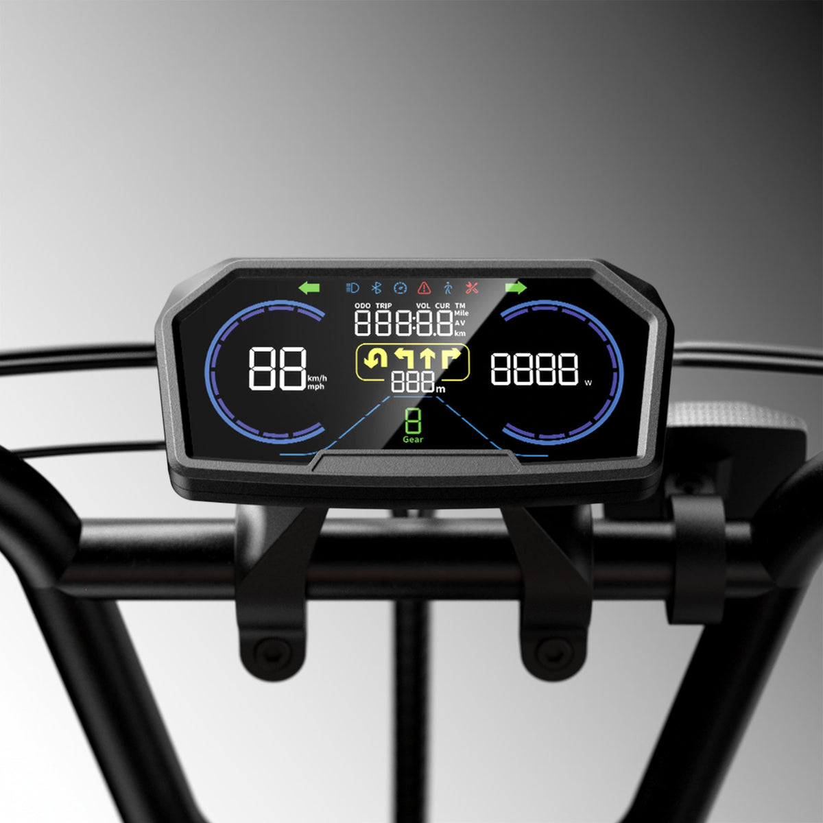 LCD dashboard showing ride data on the CycRun 2.0