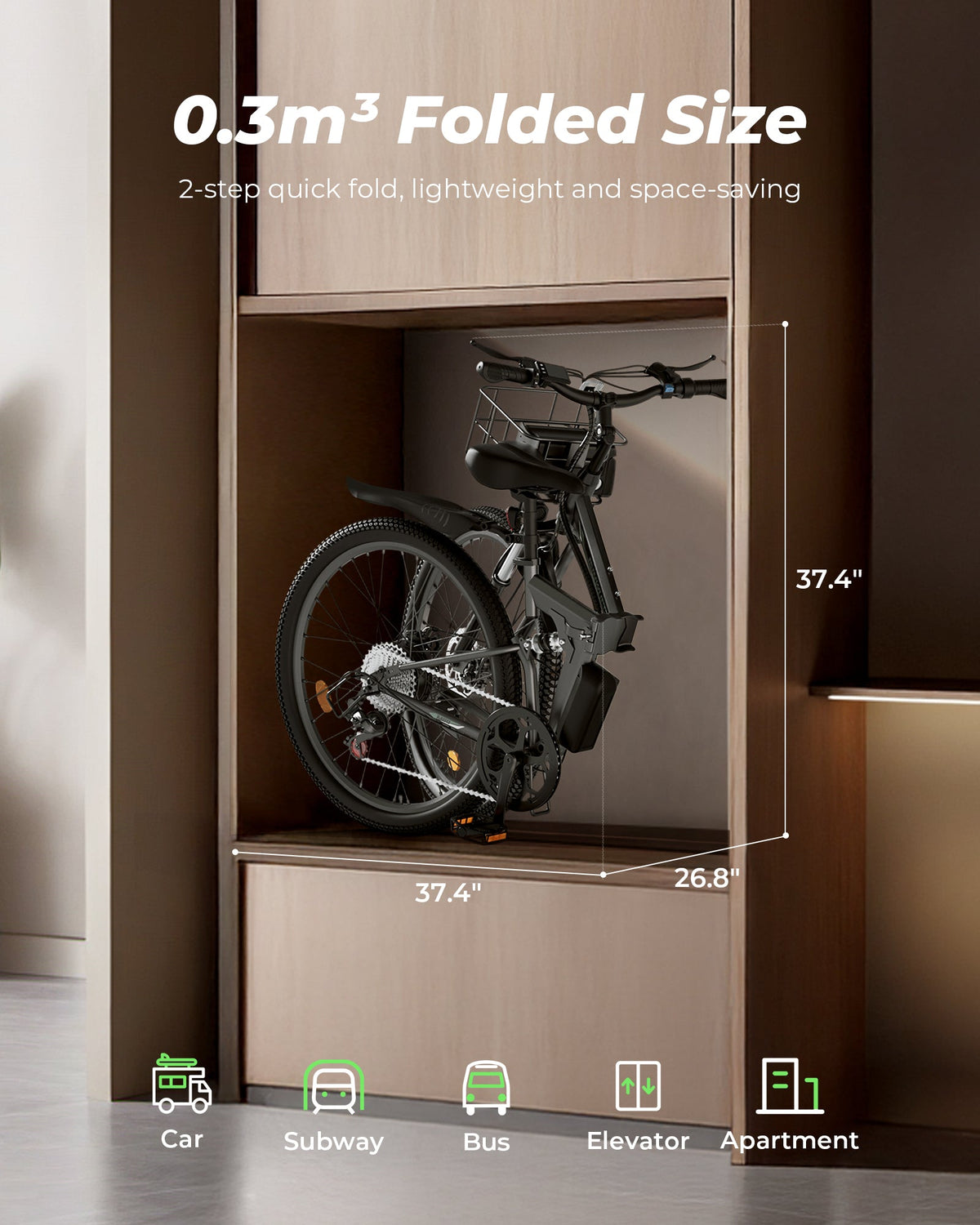 isinwheel M40 Folding Electric Bike folded frame position