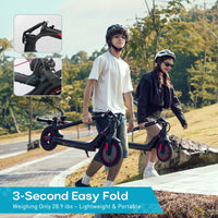 iScooter i9M sub-budget folding commuter electric scooter: 42V peak 500W brushless front-wheel-drive motor, 22 mph, 315Wh battery, 10-inch pneumatic tires, EBAS plus rear disc brake, IP54, Tuya app integration, included mudguards, 28.9 lb folded