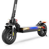 iScooter iX3 800W budget off-road folding electric scooter: 48V peak 800W brushless rear motor, 24 mph, 720Wh battery, 10-inch off-road pneumatic tires, dual disc + E-ABS, dual suspension, turn signal indicator, 52.2 lb folded, IPX4