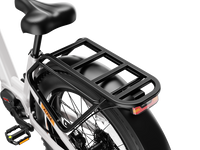 Heybike Alpha 500W mid-drive fat-tire all-terrain electric bike with a torque-plus-cadence sensor, Shimano Altus 8-speed drivetrain, hydraulic disc brakes, 26 by 4 inch fat tires, reinforced aluminum frame in step-through (Pearl White) or step-over (Galaxy Black) configuration, 680Wh battery, and UL 2849 certified electrical system