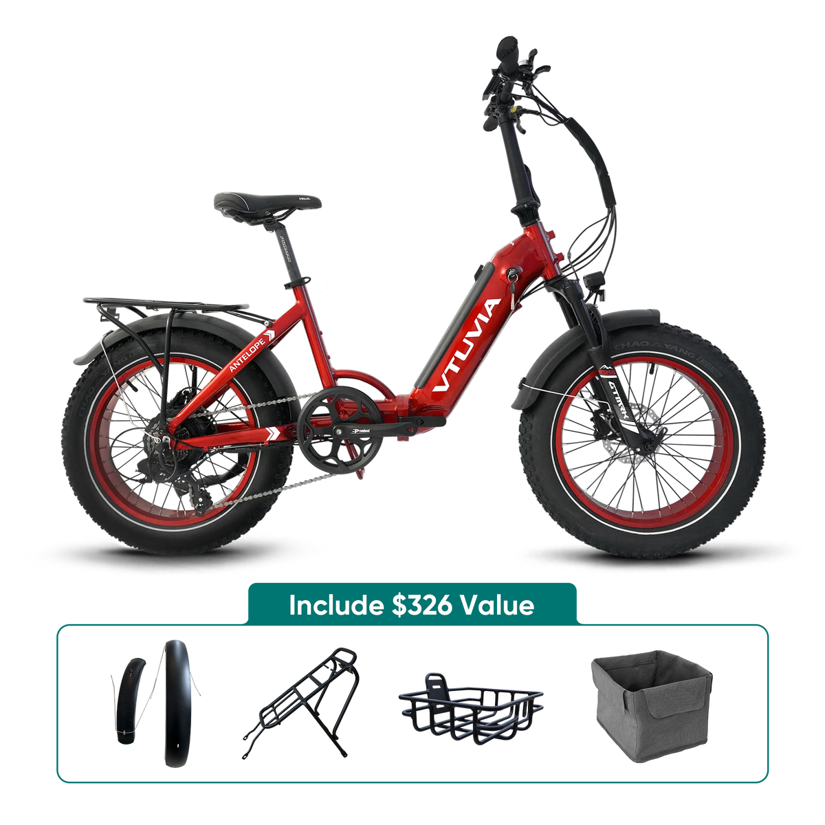 VTUVIA SX20 red folding electric bike feature graphic