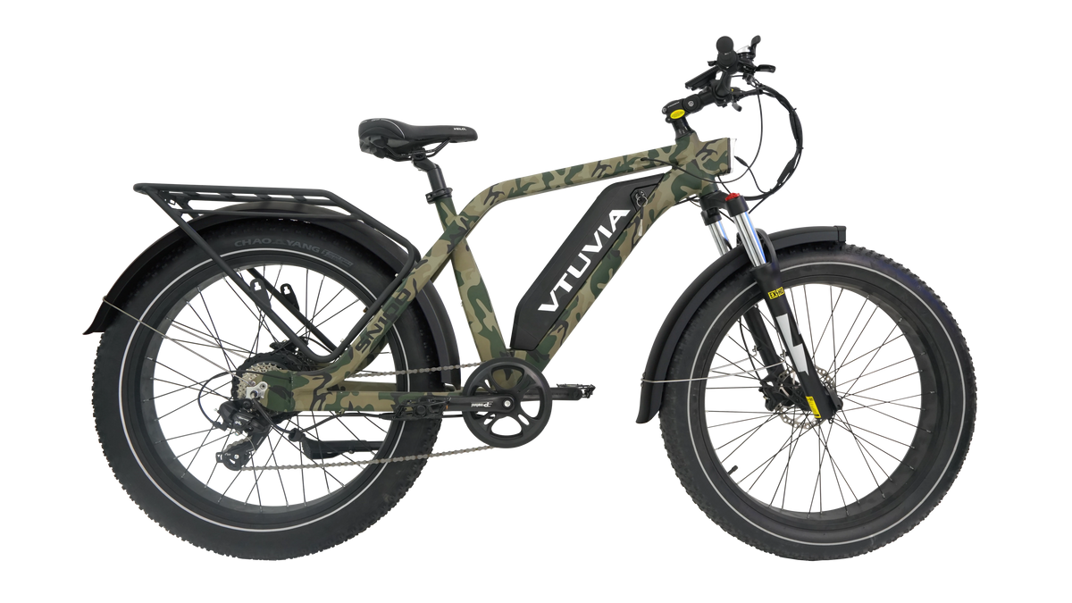 VTUVIA SN100 fat-tire hunting electric bike in camo, front angle
