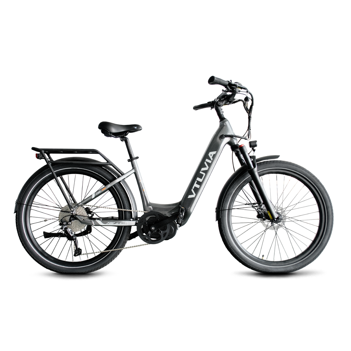 VTUVIA CMB Pro 8-speed mid-drive electric bike in metallic silver