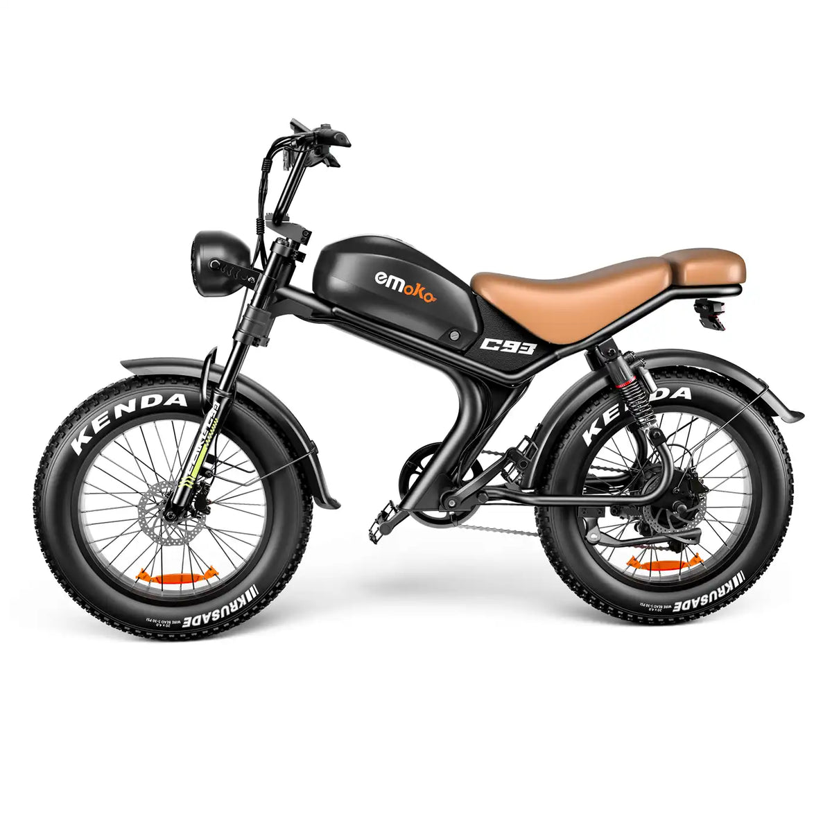 EMOKO C93 single-motor electric bike with brown seat, left profile