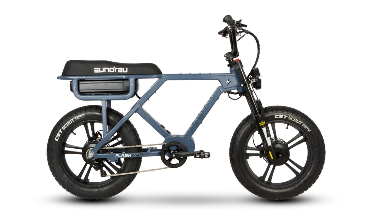 Moon Black EUNORAU FLASH AWD 1.0 dual-hub e-bike, drive-side profile