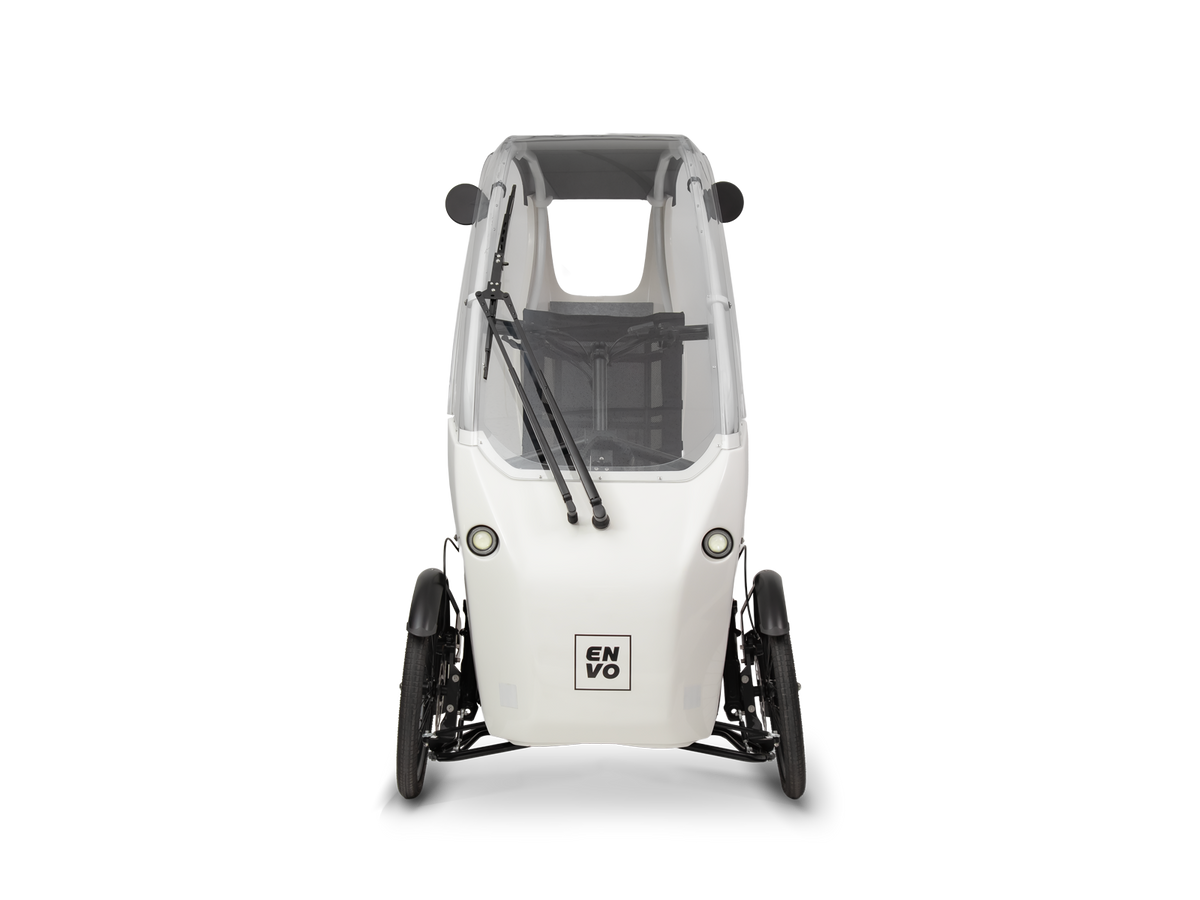 ENVO Veemo SE front view with windshield and front wheel visible.