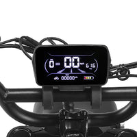 HappyRun G18 Pro Tank adult Tank-format off-road electric dirt bike: 4500W peak motor, 200 Nm torque, 38 mph top speed, 2100Wh battery, 19-inch front and 17-inch rear off-road tires (largest in HappyRun line), hydraulic disc brakes with 203mm rear rotor, carbon steel frame, 33-inch seat, 5'3" to 6'5" rider range, 350 lb max load