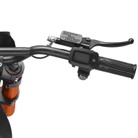 HappyRun G300 SE Mini mid-drive off-road electric dirt bike: 4500W peak mid-drive motor, 36 mph top speed, 1248Wh battery, hydraulic disc brakes with 190mm rotors, full suspension, 29-inch seat, 3'11" to 6'1" rider range, IPX5, carbon steel frame