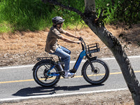 Heybike Horizon 24-inch full-suspension folding fat-tire e-bike: 750W (1400W peak) rear hub motor, 692Wh battery, 24x4 fat tires, hydraulic disc brakes, Shimano 7-speed, aluminum-alloy low-step folding frame, UL 2849 certified, four color options
