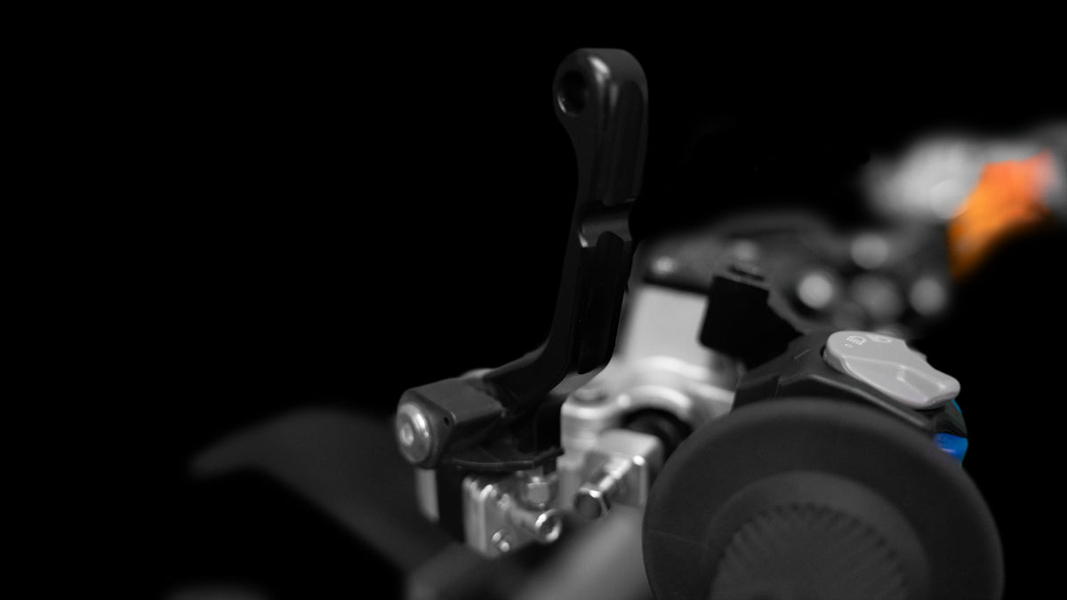 Trailblaze Motors Omega collapsible brake lever close-up