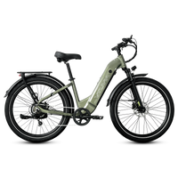 VTUVIA Zeal LT7 step-through electric bike in olive green, side view