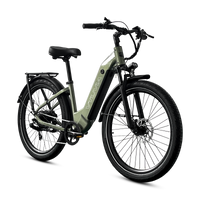 VTUVIA Zeal LT7 step-through electric bike in olive green, front angle