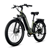 VTUVIA Zeal LT7 step-through electric bike in olive green, rear angle