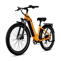 VTUVIA Zeal LT7 step-through electric bike in lemon yellow, rear angle