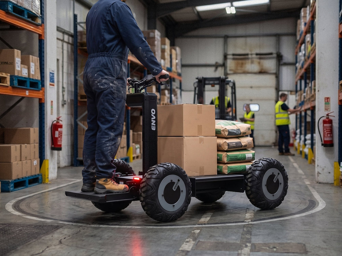 ENVO UP20 Ride-On Electric Transporter Platform — lifestyle or in-use product view