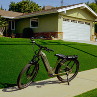VTUVIA Zeal LT7 olive green city commuter e-bike in a clean three-quarter view