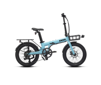 Red ENVO Lynx 20 folding electric bike shown with the frame folded.