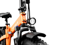 Heybike Mars 2.0 folding fat-tire commuter e-bike with 20 by 4 inch fat tires, 750W or 1000W rear hub motor, 600Wh removable battery, spring fork, 7-speed Shimano, rear rack, UL 2849 certified, four-color option matrix