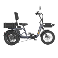 Meet One Breeze 2.0 folding full-suspension semi-recumbent electric trike: 750W rear motor, 18-inch fat tires, carbon steel frame, parking brake, reverse mode, UL 2849 certified by SGS, 450 lb max load