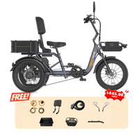 Meet One Breeze 2.0 folding full-suspension semi-recumbent electric trike: 750W rear motor, 18-inch fat tires, carbon steel frame, parking brake, reverse mode, UL 2849 certified by SGS, 450 lb max load