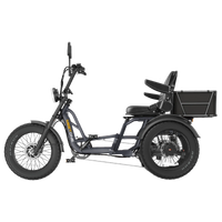 Side profile of the Gray Meet One Tour 2.0 with the Premium Seat upgrade installed, showing the wider seat with armrests and the deeper backrest paired with the rear-platform Standard Seat