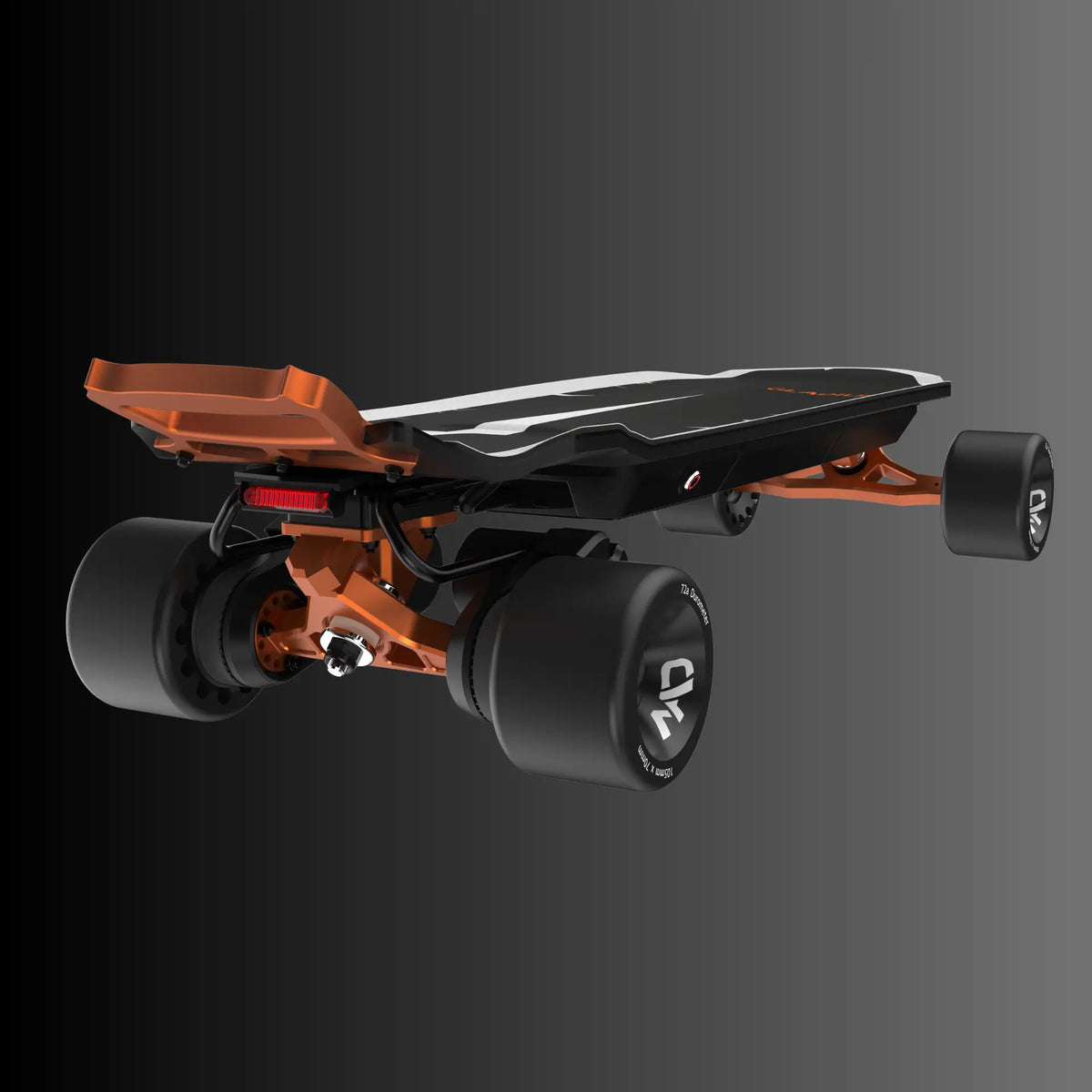 OMW Gladius electric skateboard rider stance