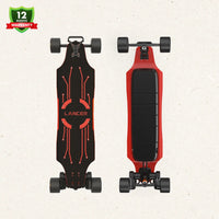 OMW Lancer electric skateboard black and red hero view