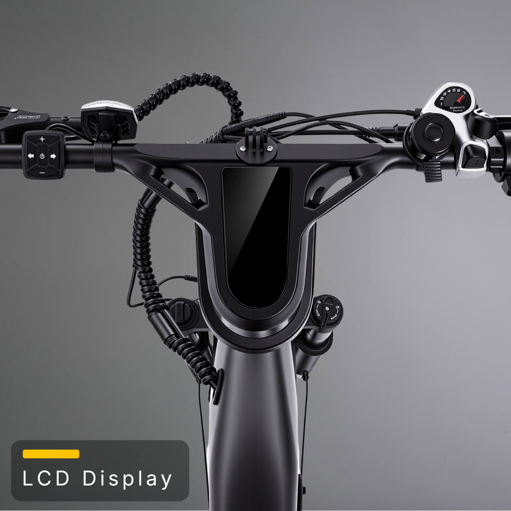 Nomad Pro handlebar controls, display, and phone mount for app-connected riding.