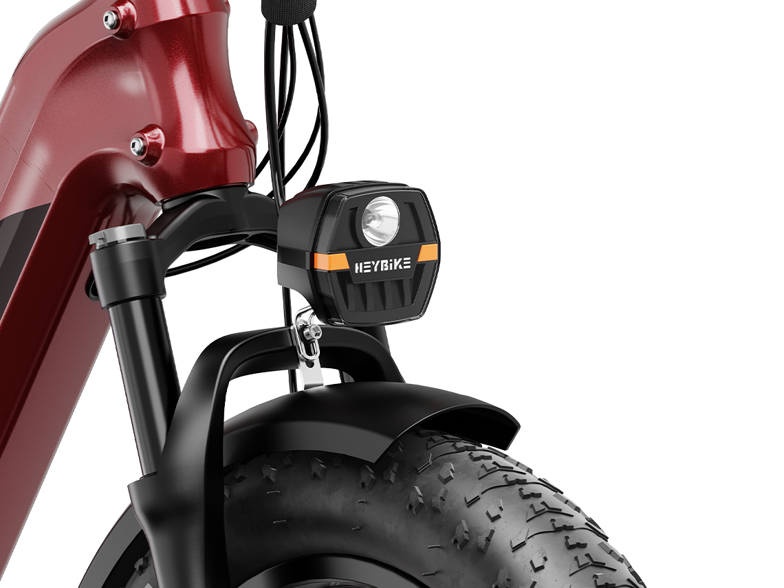 Heybike Ranger 3.0 Pro folding fat-tire electric bike with 750W rated rear-hub motor, KENDA 20 by 4 inch fat tires with puncture protection, hydraulic disc brakes, Shimano Altus 8-speed gearing, hydroformed aluminum folding frame, hydraulic front suspension, TFT color display, NFC Tap & Go unlocking, integrated turn signals, available in Ruby Red, Sapphire Blue, or Emerald Green