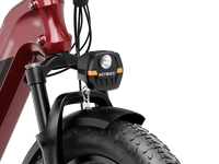Heybike Ranger 3.0 Pro folding fat-tire electric bike with 750W rated rear-hub motor, KENDA 20 by 4 inch fat tires with puncture protection, hydraulic disc brakes, Shimano Altus 8-speed gearing, hydroformed aluminum folding frame, hydraulic front suspension, TFT color display, NFC Tap & Go unlocking, integrated turn signals, available in Ruby Red, Sapphire Blue, or Emerald Green