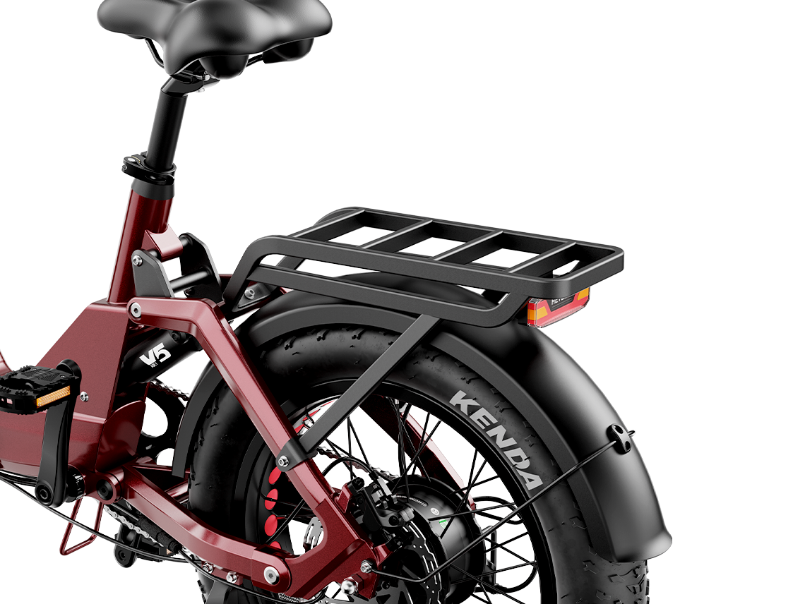 Heybike Ranger 3.0 Pro folding fat-tire electric bike with 750W rated rear-hub motor, KENDA 20 by 4 inch fat tires with puncture protection, hydraulic disc brakes, Shimano Altus 8-speed gearing, hydroformed aluminum folding frame, hydraulic front suspension, TFT color display, NFC Tap & Go unlocking, integrated turn signals, available in Ruby Red, Sapphire Blue, or Emerald Green