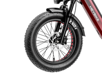 Heybike Ranger 3.0 Pro folding fat-tire electric bike with 750W rated rear-hub motor, KENDA 20 by 4 inch fat tires with puncture protection, hydraulic disc brakes, Shimano Altus 8-speed gearing, hydroformed aluminum folding frame, hydraulic front suspension, TFT color display, NFC Tap & Go unlocking, integrated turn signals, available in Ruby Red, Sapphire Blue, or Emerald Green
