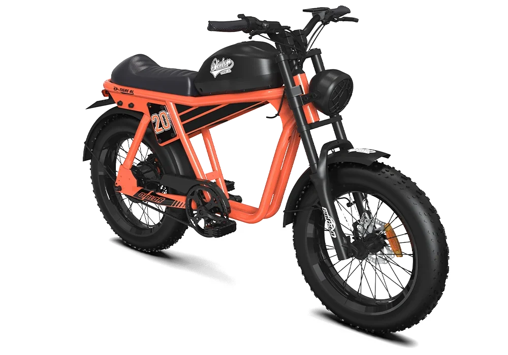 QIOLOR Tiger RL orange retro cruiser full side view for neighborhood riding