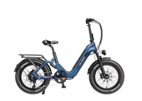 Heybike Ranger 3.0 Pro folding fat-tire electric bike with 750W rated rear-hub motor, KENDA 20 by 4 inch fat tires with puncture protection, hydraulic disc brakes, Shimano Altus 8-speed gearing, hydroformed aluminum folding frame, hydraulic front suspension, TFT color display, NFC Tap & Go unlocking, integrated turn signals, available in Ruby Red, Sapphire Blue, or Emerald Green