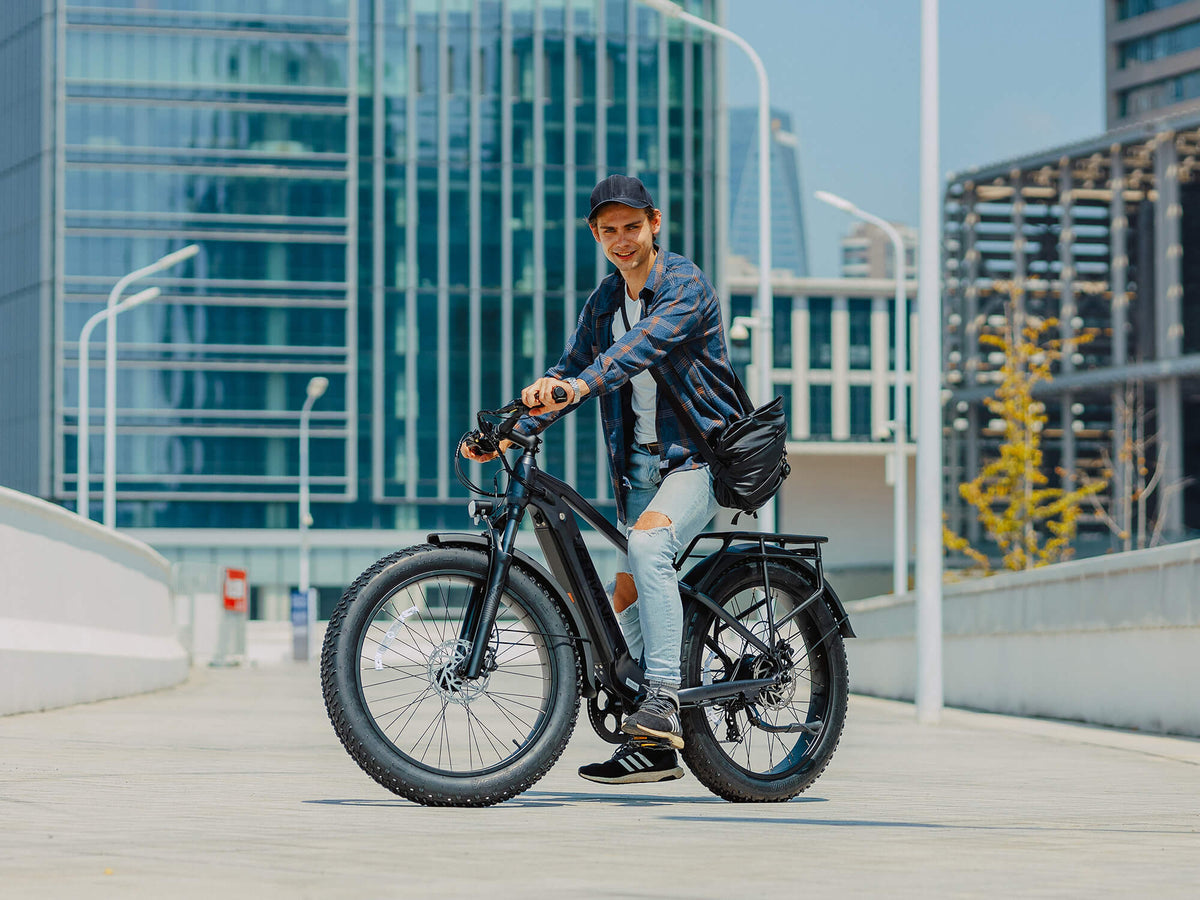 Velowave Ranger 3.0 fat-tire electric bike in an urban riding setting