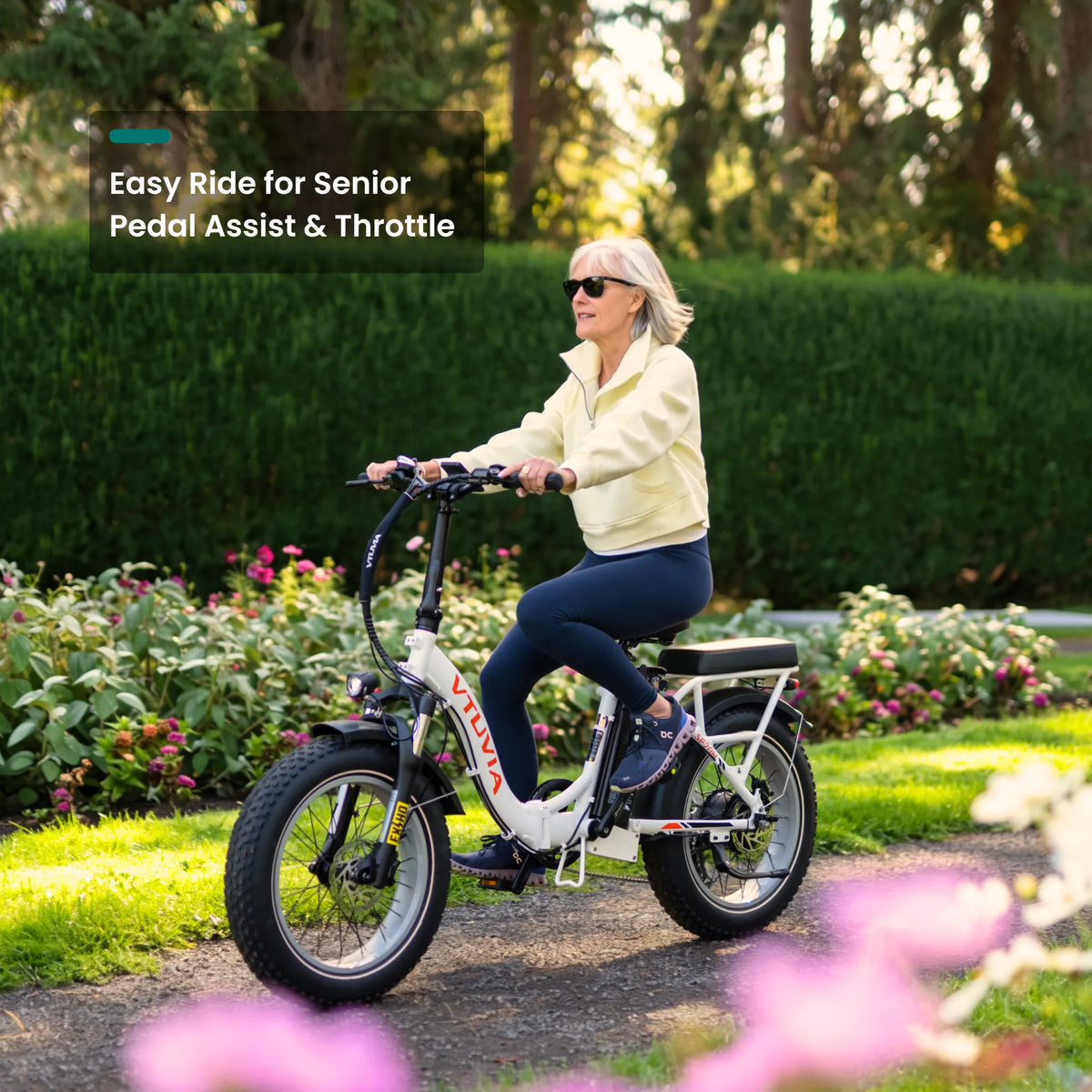 VTUVIA SF20H pedal assist and thumb throttle detail