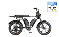Heybike Saturn moped-style commuter e-bike: 52V 1000W continuous / 1800W peak hub motor, 95 Nm torque, single or dual-battery configuration, hydraulic disc brakes, full suspension with 140 mm front travel, turn signals, TFT color display, UL 2849 certified