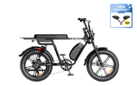 Heybike Saturn moped-style commuter e-bike: 52V 1000W continuous / 1800W peak hub motor, 95 Nm torque, single or dual-battery configuration, hydraulic disc brakes, full suspension with 140 mm front travel, turn signals, TFT color display, UL 2849 certified
