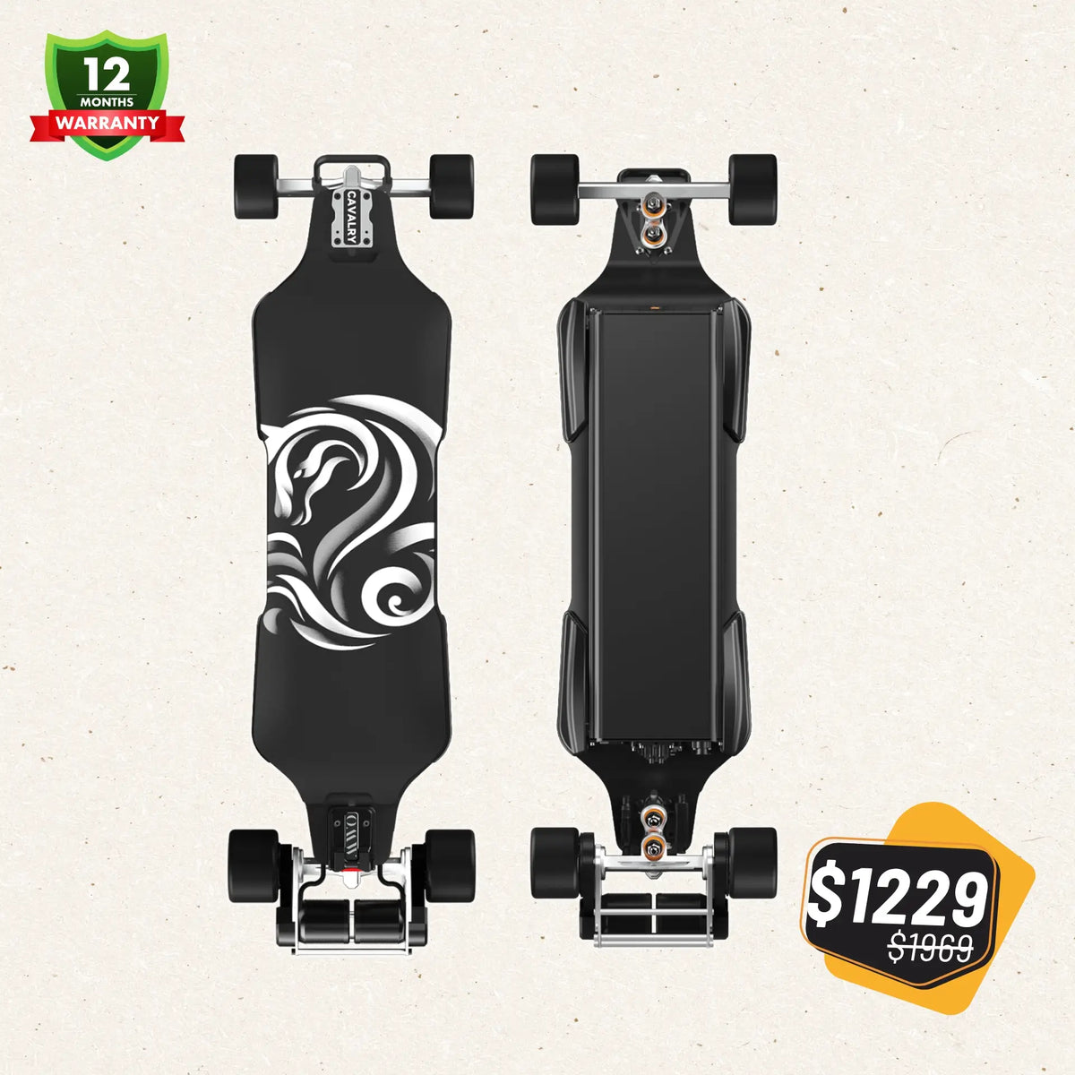 OMW Cavalry electric skateboard 105mm street wheel setup